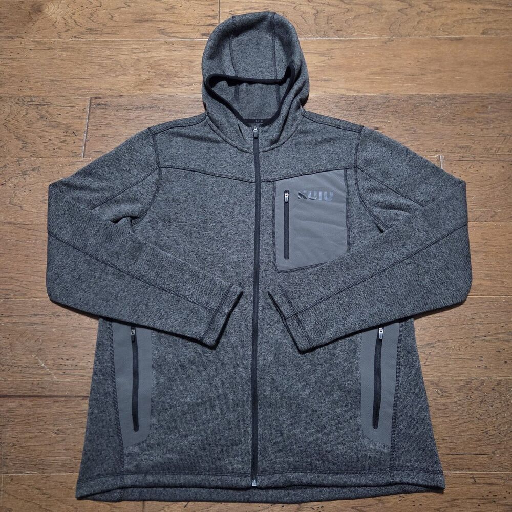 KUIU Base Camp Sweater Fleece Jacket Mens XL Gray Full Zip Hoodie Hunting Warm